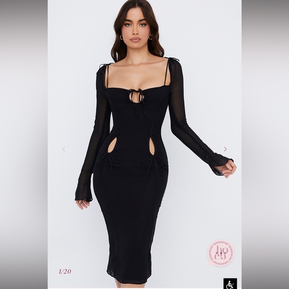 House of Cb Ophelia black midi dress size medium m - Picture 3 of 8